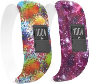 img 4 attached to 🌈 Moko Band Compatible with Garmin Vivofit JR, 2 Pack Soft Silicone Printing Pattern Replacement Straps, Small Size - Colorful C