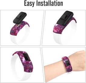 img 1 attached to 🌈 Moko Band Compatible with Garmin Vivofit JR, 2 Pack Soft Silicone Printing Pattern Replacement Straps, Small Size - Colorful C