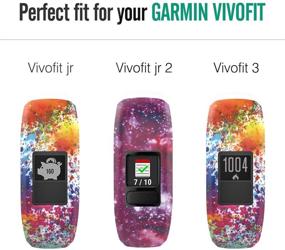 img 2 attached to 🌈 Moko Band Compatible with Garmin Vivofit JR, 2 Pack Soft Silicone Printing Pattern Replacement Straps, Small Size - Colorful C