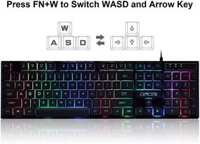 img 1 attached to 🎮 Gaming Keyboard and Mouse Combo - CHONCHOW USB Wired Rainbow Backlit Keyboard Mice Set with Mechanical Feel, Compatible with PS4, PC, Windows, Mac - Black