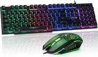 🎮 gaming keyboard and mouse combo - chonchow usb wired rainbow backlit keyboard mice set with mechanical feel, compatible with ps4, pc, windows, mac - black logo