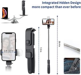 img 2 attached to Компактный самострел с треногой и встроенными фонариками и Bluetooth-пультом дистанционного управления для макияжа, фотографии, стриминга - совместим с устройствами iPhone/Android.