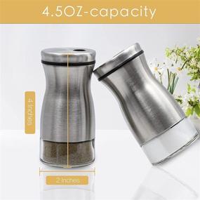 img 2 attached to 🧂 Aelga Premium Stainless Steel Salt and Pepper Shakers - Glass Spice Dispensers with Adjustable Pour Holes - Ideal for Black Pepper, Himalayan, Kosher, and Sea Salts