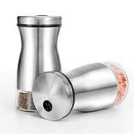 🧂 aelga premium stainless steel salt and pepper shakers - glass spice dispensers with adjustable pour holes - ideal for black pepper, himalayan, kosher, and sea salts logo