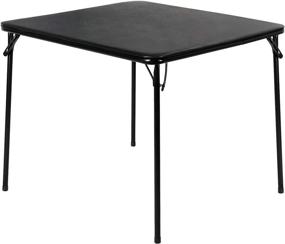 img 4 attached to 🃏 VECELO Black Metal Portable Square Folding Card Table with Vinyl Upholstery and Collapsible Legs