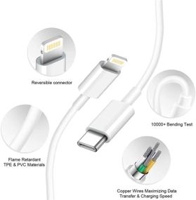 img 3 attached to 🔌 Сертифицированный Apple MFi быстрый зарядчик для iPhone 11 12 13 - 20W PD USB-C настенный адаптер с кабелем Lightning длиной 6 футов, совместим с iPhone 13/13Pro/12/12 Pro/Max/11/11Pro/XS/Max/XR/X/8/8Plus, iPad