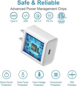 img 1 attached to 🔌 Сертифицированный Apple MFi быстрый зарядчик для iPhone 11 12 13 - 20W PD USB-C настенный адаптер с кабелем Lightning длиной 6 футов, совместим с iPhone 13/13Pro/12/12 Pro/Max/11/11Pro/XS/Max/XR/X/8/8Plus, iPad