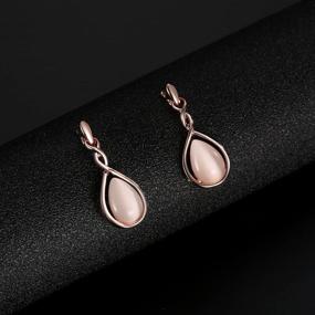 img 2 attached to 💍 Набор украшений для свадьбы ASHMITA Rose Gold Teardrop Necklace and Gemstone Dangle Earrings