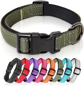 img 4 attached to High-quality Timos Reflective Dog Collar for Small Medium Large Dogs with Soft Neoprene Padding and Adjustable Nylon Straps