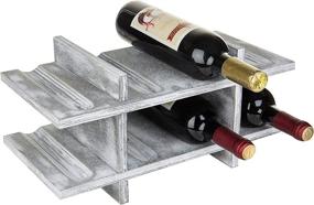 img 3 attached to 🍷 8-Bottle Rustic Graywashed Wood Wine Storage Rack by MyGift