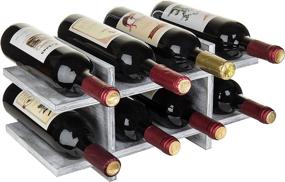 img 4 attached to 🍷 8-Bottle Rustic Graywashed Wood Wine Storage Rack by MyGift