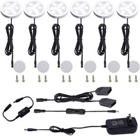 img 4 attached to 💡 AIBOO Dimmable Under Cabinet LED Puck Lights Kit with Touch Switch for Kitchen Cupboard Closet Lighting - 6 Lights, Daylight White