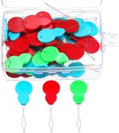 assorted colors plastic gourd needle threaders (50 pieces) with clear box - tecunite logo