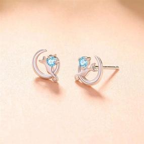 img 2 attached to 🌙 925 Sterling Silver Cat and Moon Stud Earrings: Adorable Jewelry for Women, Teens, and Girls - Perfect Back to School Gifts