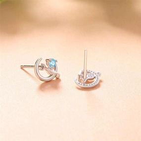 img 1 attached to 🌙 925 Sterling Silver Cat and Moon Stud Earrings: Adorable Jewelry for Women, Teens, and Girls - Perfect Back to School Gifts