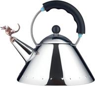 🔥 alessi tea rex kettle: dragon-inspired design with handle & whistle, stainless steel, black logo