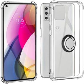 img 3 attached to 📱 Moto G Stylus 2021 Case: Clear Soft Shockproof Protective Cover + Tempered Glass Screen Protector with 360° Rotating Holder & Kickstand