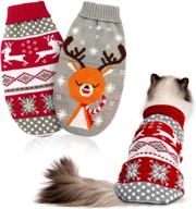 🎄 hylyun cat christmas sweater 2 packs - pet reindeer snowflake sweaters for kittys and small dogs: festive and stylish holiday attire! логотип