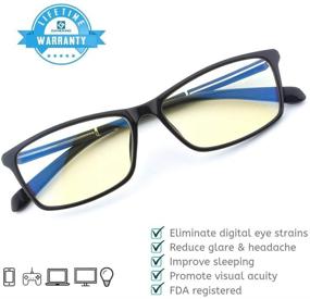 img 3 attached to 🕶️ GAMEKING Classic 2006: Blue Light Blocking Computer Glasses with Anti-Glare Amber Tint Lens for Digital Eye Strain Relief and Better Sleep - TR90 Frame, Black - Men and Women