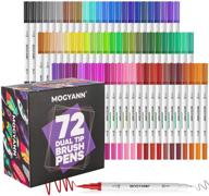 🎨 mogyann 72 colors art markers - dual tip brush pens with 0.4mm fine liners and 1-2mm brush tip - watercolor pen set for adult coloring books, drawing, and note taking logo