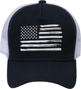 img 3 attached to 🧢 VIONLAN Baseball Cap American Flag Trucker Hat: Stylish Snapback for Men and Women with 3D Logo Embossing and Adjustable Mesh