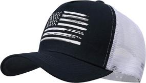 img 4 attached to 🧢 VIONLAN Baseball Cap American Flag Trucker Hat: Stylish Snapback for Men and Women with 3D Logo Embossing and Adjustable Mesh