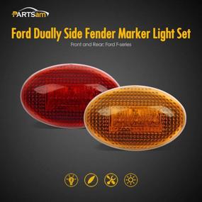 img 3 attached to 🚦 Передние и задние фонари-маркеры боковых крыльев Ford F350 F450 F550 Super Duty Full Kit - золотисто-оранжевые и красные светодиодные фонари с заменой сборки, 1999-2010, кузов Дюалли с разъемом T10
