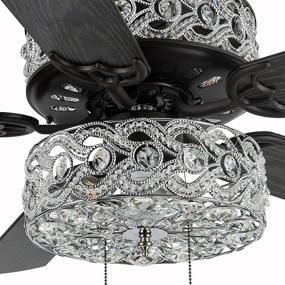 img 1 attached to 💎 River of Goods Glam 52 Inch Width Clear Crystal Double-Lit LED Ceiling Fan: Elegant Silver Design