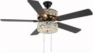 💎 river of goods glam 52 inch width clear crystal double-lit led ceiling fan: elegant silver design логотип