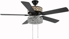 img 2 attached to 💎 River of Goods Glam 52 Inch Width Clear Crystal Double-Lit LED Ceiling Fan: Elegant Silver Design