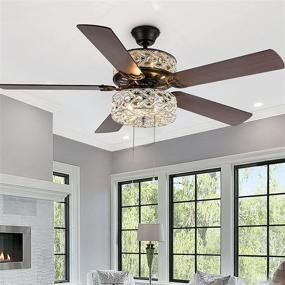 img 3 attached to 💎 River of Goods Glam 52 Inch Width Clear Crystal Double-Lit LED Ceiling Fan: Elegant Silver Design