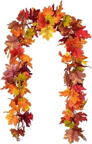 img 4 attached to 🍁 Lvydec 2 Pack Fall Garland Decoration - Artificial Maple Garland with Colorful Leaves for Home, Wedding, Party & Thanksgiving Décor - 5.8ft/Strand (Mixed Color)