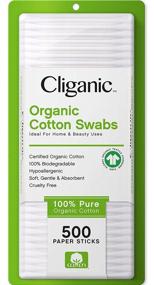 img 4 attached to 🌿 Cliganic Organic Cotton Swabs: 500 Count of 100% Pure Natural Biodegradable Cotton - Hypoallergenic, Chlorine-Free, Soft, Gentle, and Absorbent Buds