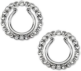 img 2 attached to 🌟 Sparkling CZ Crystal Paved Circle No Pierce Clip On Nipple Ring Set - Gorgeous Fake Jewelry, Sold as a Pair