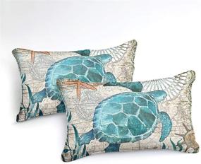 img 2 attached to Teal Turtle Comforter Set - Mediterranean Style Ocean Themed Down Comforter with Microfiber Filling - Queen Size Bedding Set including 1 Comforter and 2 Pillowcases (Queen, Turtle)