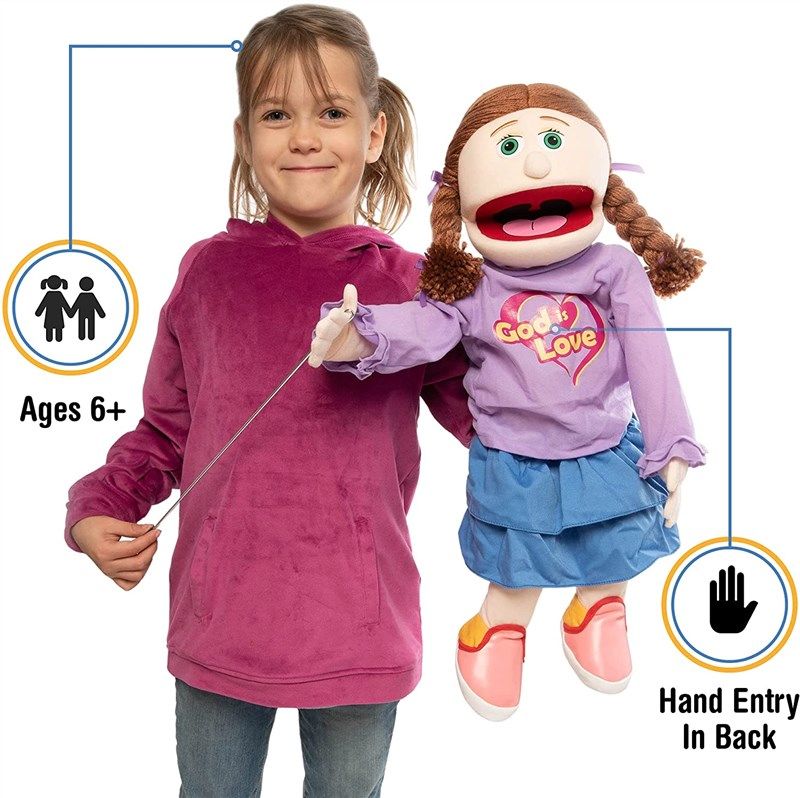 peach girl ventriloquist style puppet 로고