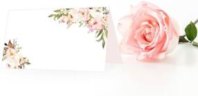 img 2 attached to 🌸 Set of 25 Pink Peony Floral Tent Table Place Cards for Wedding, Thanksgiving, Christmas, Holiday, Easter, Catering, Buffet Food Sign, Paper Name Escort Cards with Folded Numbers, Seat Assignments, Setting Labels, Banquet Party
