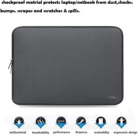 img 1 attached to Grey Neoprene Laptop Sleeve Case, 13-13.3 Inch, Resistant Notebook Computer Pocket, Tablet Briefcase Carrying Bag