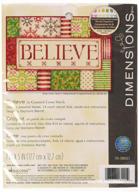 🧵 dimensions 'believe' cross stitch kit - 14 count natural aida fabric - 7" x 5 logo