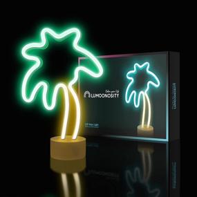 img 3 attached to 🌴 Lumenosity Neon Palm Tree Lights - Coconut Tree Neon Sign for Bedroom Decor, Desktop, Tabletop - Battery/USB Powered LED Palm Tree Light - Palm Tree Lamp with Stand - Green and Yellow LED Sign