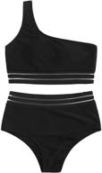 👙 sweatyrocks women's mesh one shoulder top with high waist bikini set - stylish and comfortable swimwear for women logo