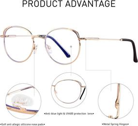 img 3 attached to 👓 Stylish Blue Light Blocking Glasses for Women: Cat Eye Frame, Metal Frame, 2 Pack by ANDWOOD