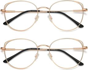 img 4 attached to 👓 Stylish Blue Light Blocking Glasses for Women: Cat Eye Frame, Metal Frame, 2 Pack by ANDWOOD