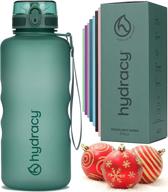 hydracy water bottle with time marker - 2l 64 oz bpa-free gym bottle - leakproof, no sweat, fruit infuser - fitness & sports gift logo