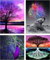 🖼️ cskunxia 4 pack diamond painting kits for adults - full drill diy diamond art painting - paint by numbers for home wall decor - 12 x 16 inch and 12 x 12 inch - no frame included logo