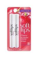 💋 softlips lip balm protectant value pack, spf 20, cherry – 2-count 0.07-ounce tubes (pack of 6): nourishing lip care for long-lasting hydration and sun protection logo