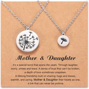 img 4 attached to 🌻 Shonyin Back to School Mother Daughter Necklace Set for 2/3, Matching Dandelion Necklace Jewelry Gifts for Daughters, Moms, and Women