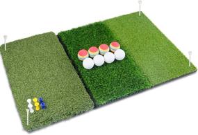 img 4 attached to Perfshot Tri-Turf 3-in-1 Golf Hitting Mat: Enhance Your Chipping 🏌️ and Driving Practice with Realistic Tee Box, Fairway, and Rough Training Mat