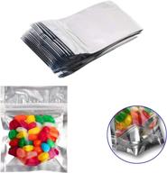 🛍️ 200 pack smell proof resealable mylar bags - aluminum foil packaging plastic ziplock bag, small storage bags for bulk candy, cookies, snack food, jewelry - 3x4 inch (clear silver) логотип