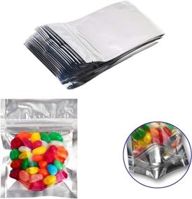 img 4 attached to 🛍️ 200 Pack Smell Proof Resealable Mylar Bags - Aluminum Foil Packaging Plastic Ziplock Bag, Small Storage Bags for Bulk Candy, Cookies, Snack Food, Jewelry - 3x4 inch (Clear Silver)